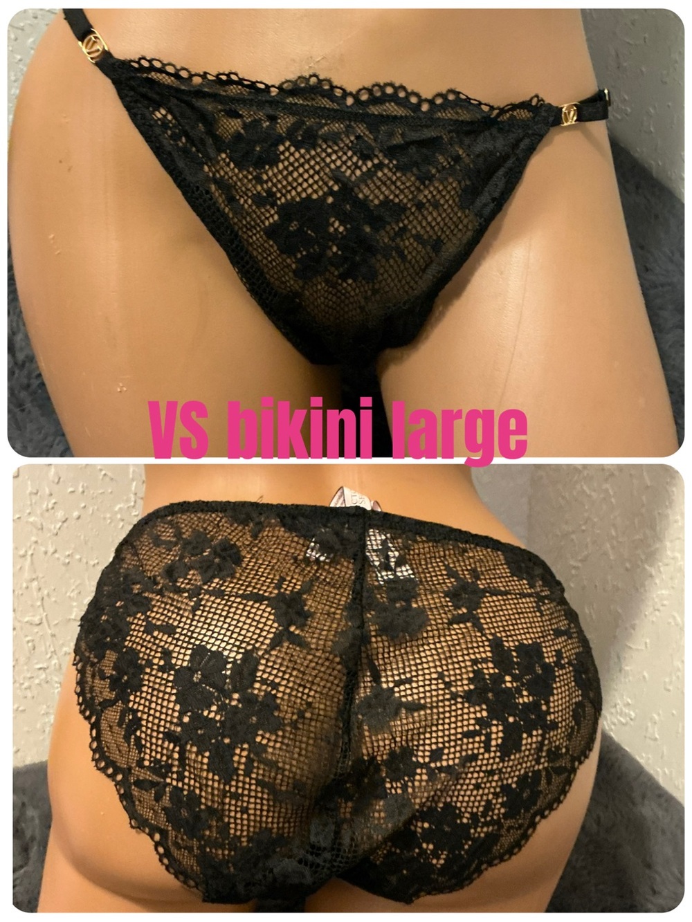 Victoria's Secret Black Floral Lace Bikini Panty